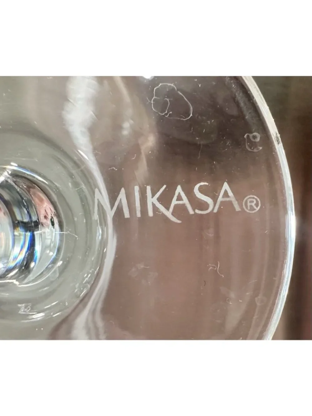 4 Pc. Mikasa Cheers Amber Gold Wine Glass Etched Different Patterns Striped Dots